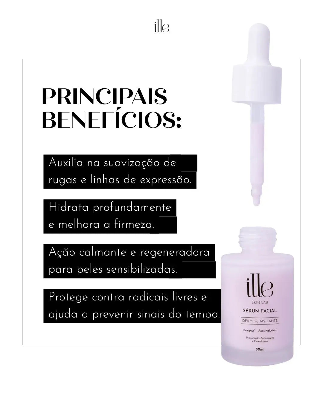 Sérum Peptídeo Dermo-Suavizante ILLE Skin Lab - 30ml